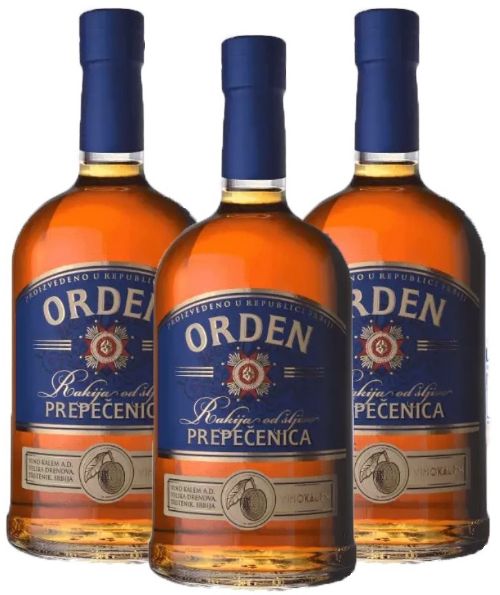 3 x Rakija šljivovica prepečenica Orden